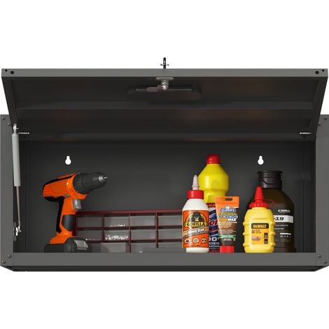 CHICFURN Armadio pensile in metallo 75 x 34,5 x 30 cm nero con porta con serratura per garage (1/5)