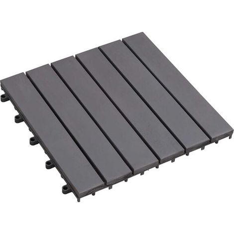Carreaux de sol pour terrasse, 20 pièces, gris, 30 x 30 cm, bois d'acacia. (1/5)