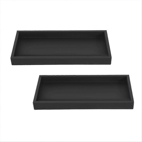 Lot de 2 bathroom plateaux, noir silicone plateau rangement rectangle (1/5)