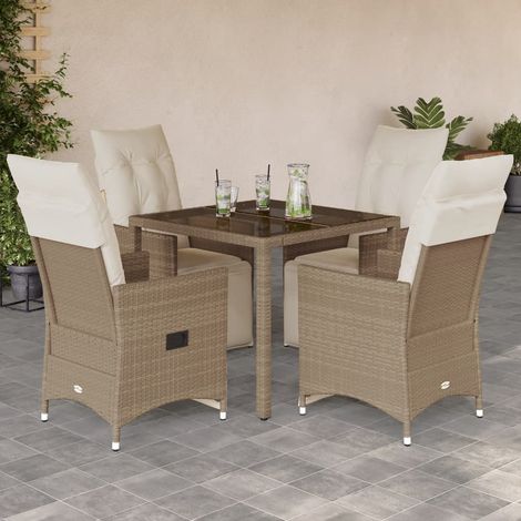 Ensemble de bistro de jardin 5 pcs-Salon de jardin bistro coussins beige poly rotin 751966 (1/5)