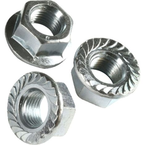 50 Ecrous embases crantées DIN6923 acier zingués blanc M16 mm - Diamètre 14 mm mm