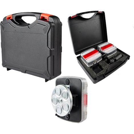 Kabelloses magnetisches LED-Rückleuchten-Set mit Etui, weiß, Granit (1/3)