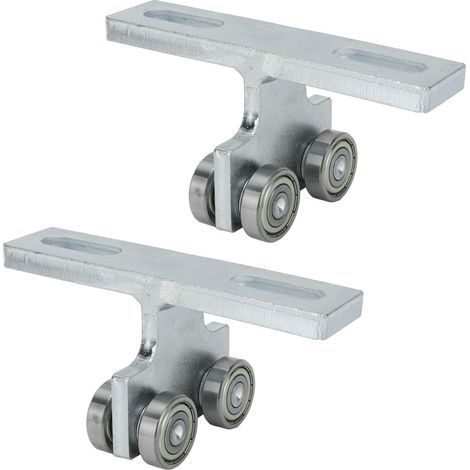 Lot de 2 roulettes de chariot en T soudées, à roulement stable, pour élévateur électrique sur rail.