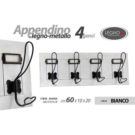 Perchero 4 ganchos 60x10x20 cm