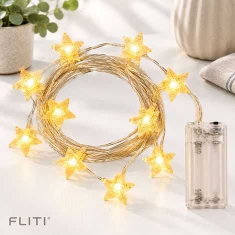 FLITI LED Star String Lights, Warm White, 1.5m, 10 Lights, Battery Operated, Christmas Camping (1/5)