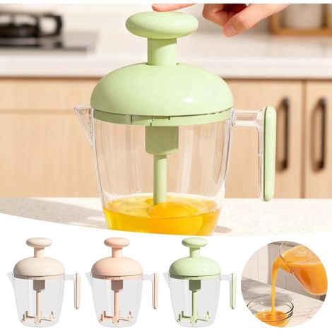 Batteur manuel en 3 pièces, tasse à mélanger manuelle avec poignée ergonomique, batteur manuel et mousseur à lait anti-fuite, couteaux de cuisine multifonctions (1/5)