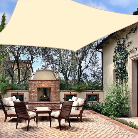 (Beige, 200x500cm) Toile pare-soleil rectangulaire, imperméable et résistante aux UV. (1/3)