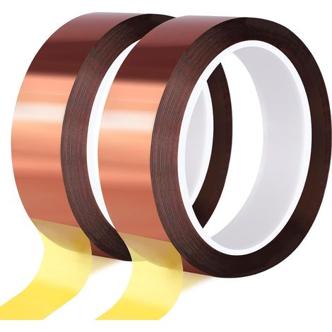 Ruban Adhesif Haute Temperature 20mm x 33m Lot de 2 Rouleaux Tape Polyimide Isolant Thermique Autocollant pour Presse a Chaud Imprimante Sublimation Soudure Electronique Circuits Imprimes (1/5)