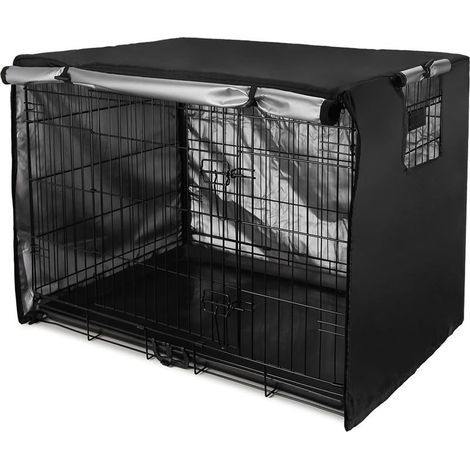 Housse de cage pour chien imperméable, durable et légère en polyester 420D, protection intérieure et extérieure pour cage de chien couleur noire (1/4)