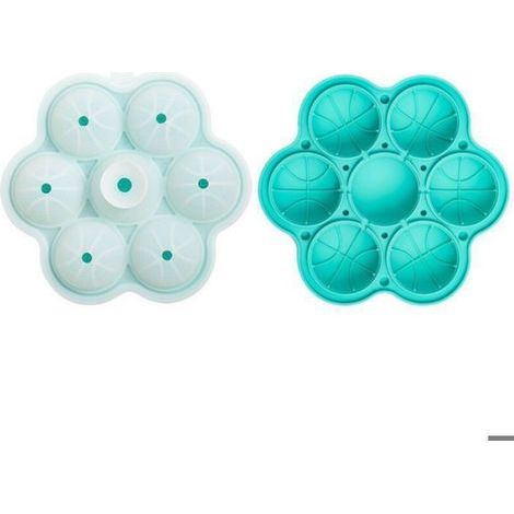 Kugelförmige Silikon-Eiswürfelformen, 7er-Set, 5 cm, zusammenklappbar, auslaufsicher, blau. (1/5)