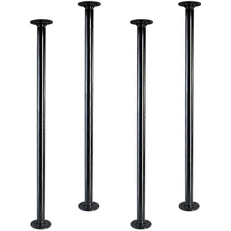 Pieds de table de style industriel de 30 pouces en conduits de ventilation, tubes et brides en métal noir de 1 pouce, pieds de table rétro à monter soi-même, ensemble de 4 pièces. (1/5)