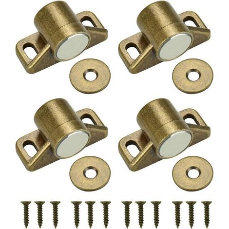 Lot de 4 loquets de porte magnétiques loquets magnétiques ronds aimants de porte d'armoire aimants de maintien puissants loquets magnétiques aimants de meubles serrure de porte avec 4 rondelles 12 vis (1/5)