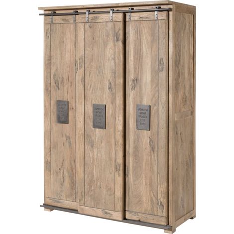 Kleiderschrank Mango beige lackiert 3-türig teilmontiert RAILWAY 369 (1/4)
