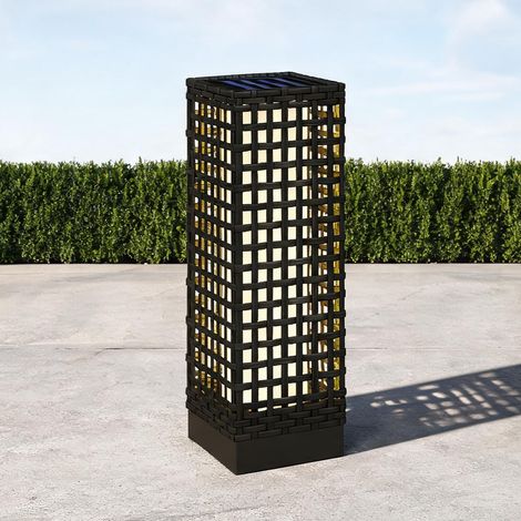 Lampe solaire en rotin et acier pour jardin terrasse schwarz (1/5)