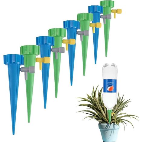 Lot de 24 cônes d'arrosage automatique pour plantes (intérieur et extérieur) Dispositifs à valve réglable pour système d'irrigation de jardin (1/5)