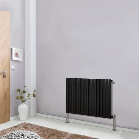 Modern Designer Radiator Black Oval Column Central Heating Rads Horizontal Single 600x1003mm (1/5)