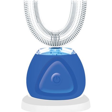 Brosse a dents electrique en forme de U Adultes IPX7 Brosse a dents automatique rechargeable etanche a 360 degres avec minuterie automatique 30s, modele: bleu marine (1/5)