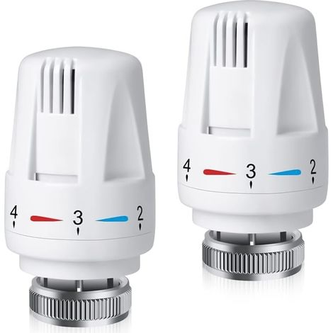 2 pièces tête thermostatique, m30 x 1.5, 5 niveaux, alliage et plastique, pour radiateur maison bureau (1/5)