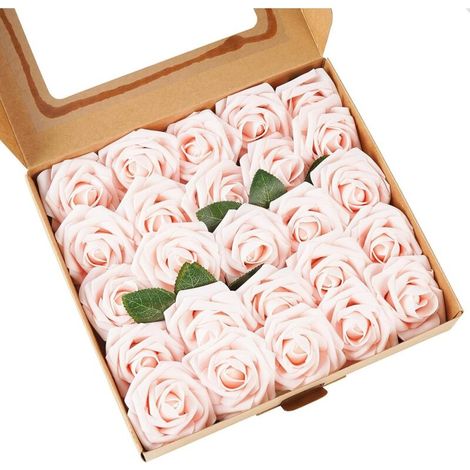 Fiori artificiali, 25 pezzi, rose finte in polistirolo espanso con stelo, adatte per decorazioni interne, bouquet da sposa, decorazioni da giardino, ecc. - Rosa - Fei Yu (1/5)
