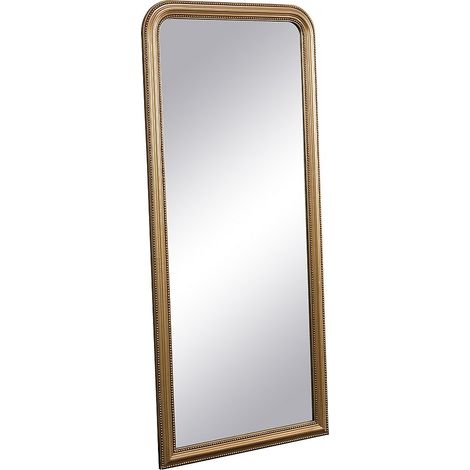 Specchio grande in legno di paulownia con modanature - L. 80 x H. 180 cm - Finitura oro effetto ottone - HELOISE (1/4)