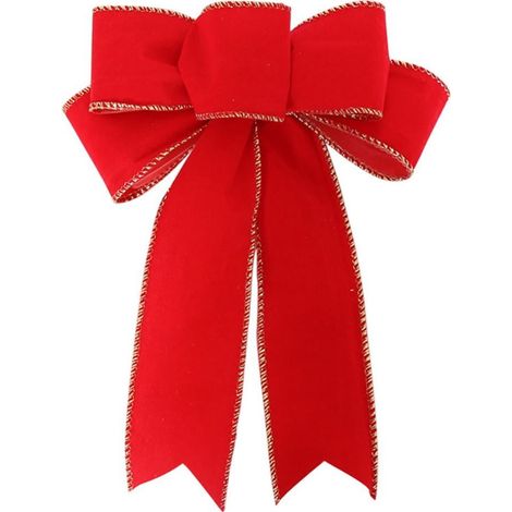 Bow - Christmas Tree Topper - Wired Ribbon Bow - Outdoor Indoor Decoration - 24 x 19 cm - 6 Pieces (1/5)
