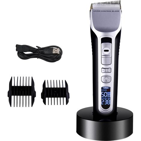 Tondeuse à cheveux électrique pour hommes, usage domestique et professionnel, tête inclinée, compatible avec tous les types de cheveux, cadeau idéal pour la fête des mères (1/5)