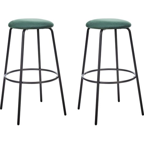 Set of 2 Bar Chairs MORTON Velvet Emerald Green