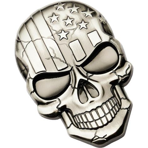 Autoemblem Zinklegierung Totenkopf und US Flaggen Design