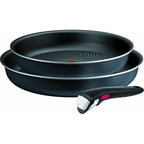 Set di 2 padelle in alluminio (24 cm e 28 cm) + 1 manico nero - L7239103 - Tefal