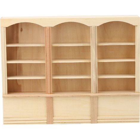 Bibliothèque miniature pour maison de poupée à l'échelle 1:12, meuble miniature, accessoire de jouet, couleur bois. (1/5)