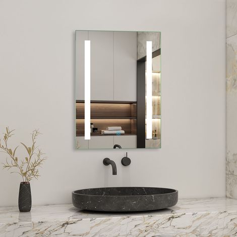 600x800mm Heated Bathroom Mirror with Touch Lights,Wall Mounted,IP44,Vertical or Horizontal - Acezanble (1/4)