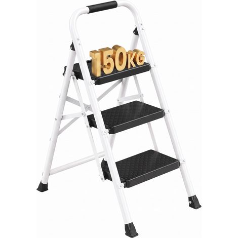 Escabeau en Acier, Marchepied Pliant à 3 Marches, Charge 150 kg (1/5)