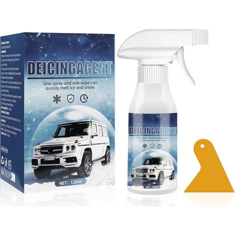 Dégivrant Pare Brise, Dégivrant Vitre Voiture Spray, Spray Déglacent Equipé d'un Grattoir Spécial, Dégivreur Rapide pour Pare-Brise et Vitres, 120ml (1/5)