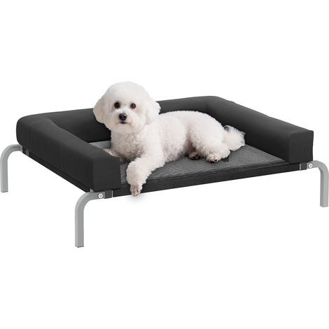 Cooling elevated dog bed. Portable indoor/outdoor dog camp bed. 90 x 65 x 30 cm. Black (1/5)