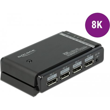 Delock Conmutador DisplayPort 1.4 2 x 2 Entrada DisplayPort a 1 x 2 Salida DisplayPort a 8K
