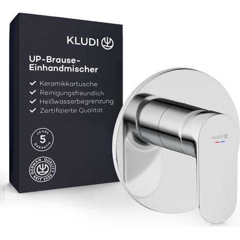 Robinet de douche encastré avec limiteur d'eau chaude, mitigeur de douche monocommande avec cartouche en céramique pour salle de bain, chrome, accessoires nécessaires (1/5)