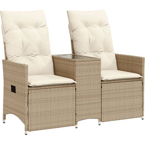 Maison Exclusive - Gartensofa 2-Sitzer Verstellbar mit Tisch Beig