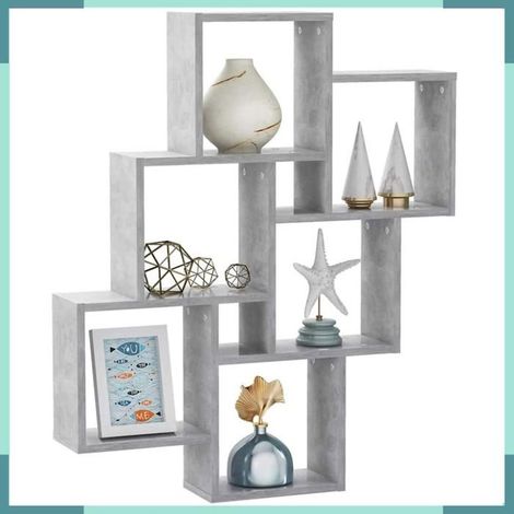 807173 étagère murale cube Gris béton 78x15x93 cm Bois d’ingénierie (1/4)