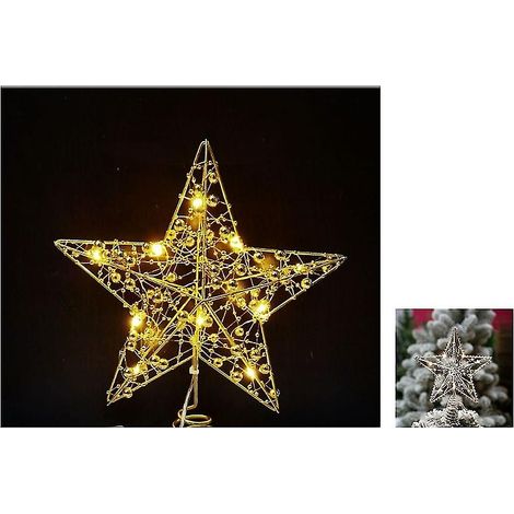 Sapin de Noël illuminé, décoration intérieure, lumière colorée, cinq étoiles (1/4)