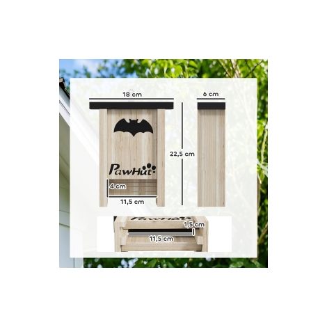Lot de 3 abris à chauves-souris 18 x 6 x 22,5 cm avec suspension facile pour jardin, verger et ferme (1/5)