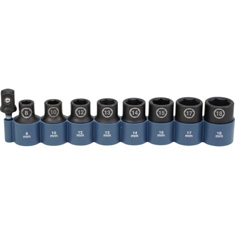 MAKITA E-16645 LOT DE 9 DOUILLES À CHOC 1/2'' NOIR (1/2)
