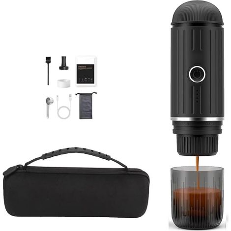 Expresso électrique noir, 2 en 1, capsules, pour voyage/camping (1/5)