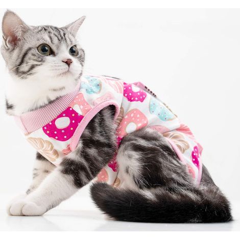 1 Combinaison de convalescence, coton élastique, fermeture velcro, protection plaies post-opératoire, pour chats et chiens (1/5)