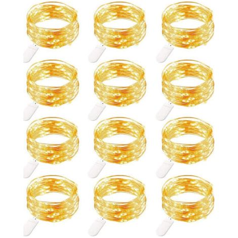 royaluxe -Guirlande lumineuse de Noël, Guirlandes lumineuses LED batterie, 20 pièces 1M 20 LEDs guirlandes lumineuses en fil de cuivre (1/5)