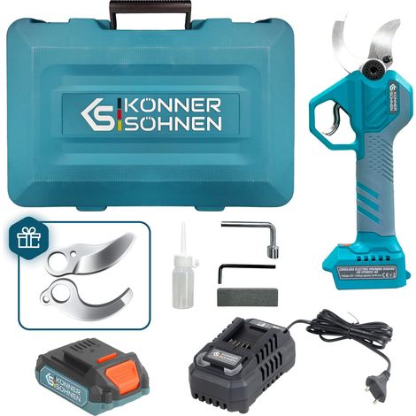 Könner & Söhnen Forbici da Potatura a Batteria KS CPS20V-40-CASE, Kit con Valigetta, 20 V, Capacità di Taglio 40 mm, Motore Brushless, Professionali e Potenti (1/5)