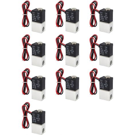 10 électrovannes DC12V 1/4 pouce 2 voies normalement fermées à action directe pour eau, air et gaz