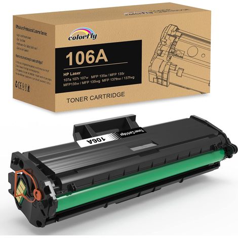 106A W1106A Cartouches de Toner Remplacement pour HP 106A W1106A Compatible pour Laser 107a 107r 107w MFP 135a 135r 135w 135wg 137fnw 137fwg (1-Noir, avec Puce) (1/5)