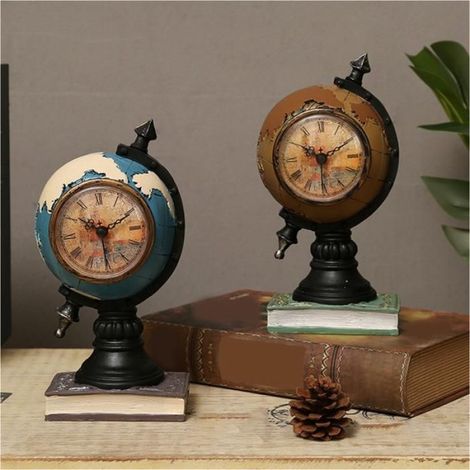 Horloge Bureau Tirelire Résine Forme Globe Bleu 11 x 7 x 23 cm Alimentation Pile AA 1 Pièce (1/5)