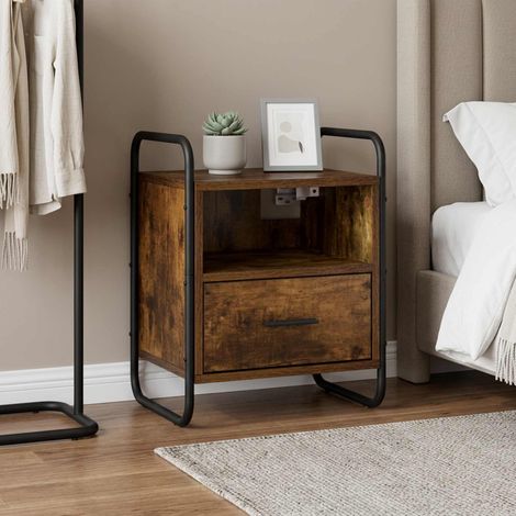 vidaXL Cabinet de chevet suspendu Chêne fumé 40 x 30 x 50 cm (1/5)