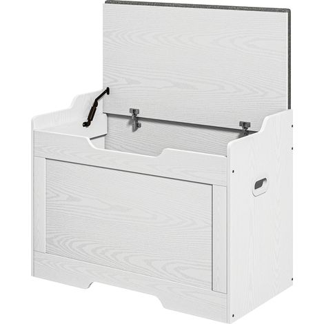 Cassapanca contenitore da 103 litri con coperchio, seduta, panca contenitore, cuscino della seduta removibile, per soggiorno, camera da letto, bianca